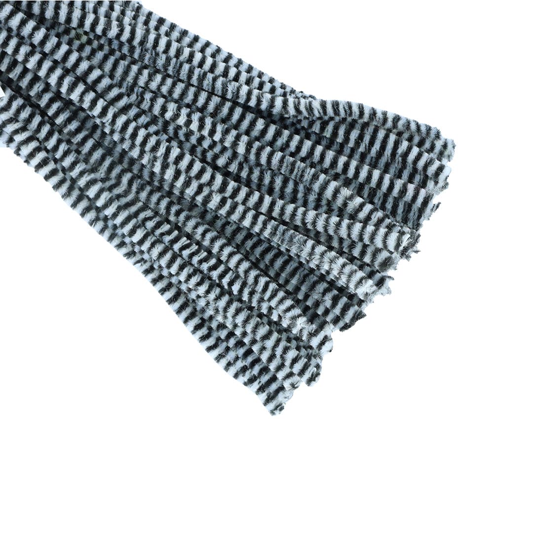 Crafteria White & Black Chenille Stripe Pipe Cleaners