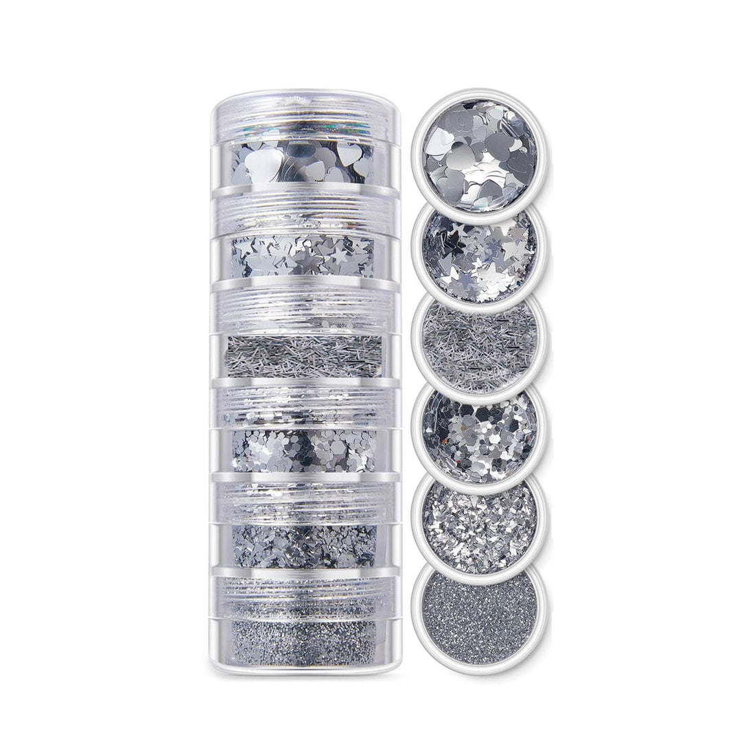 JUST CRAFT IT GLITTER & CHUNKS 6 In 1 Glitter & Chunks Silver Sg01