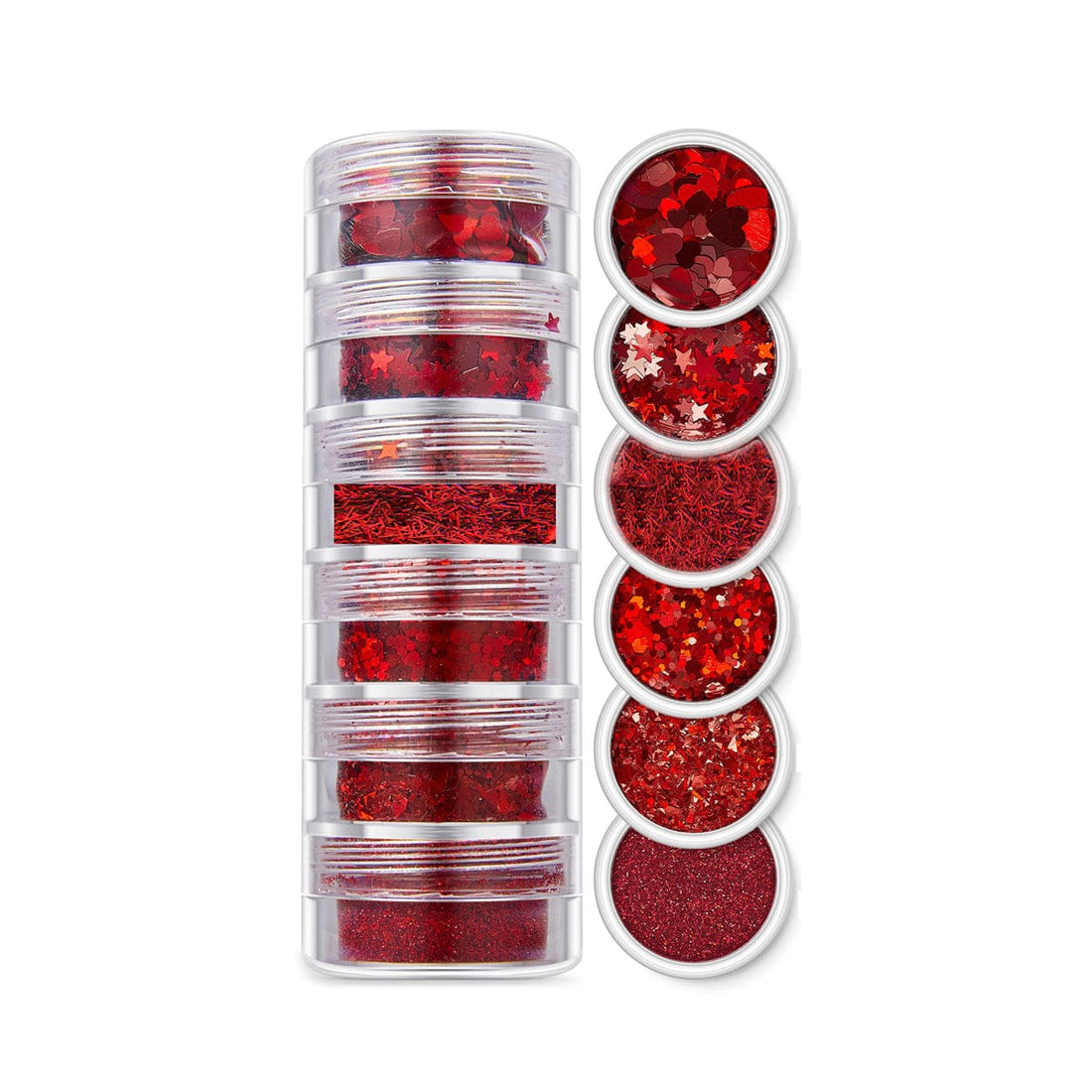 JUST CRAFT IT GLITTER & CHUNKS 6 In 1 Glitter & Chunks Holo Red Sg07