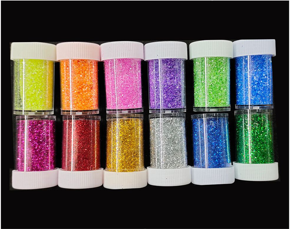 My Store GLITTERS 12 IN 1 COL GLITTER POWDER DABI SET