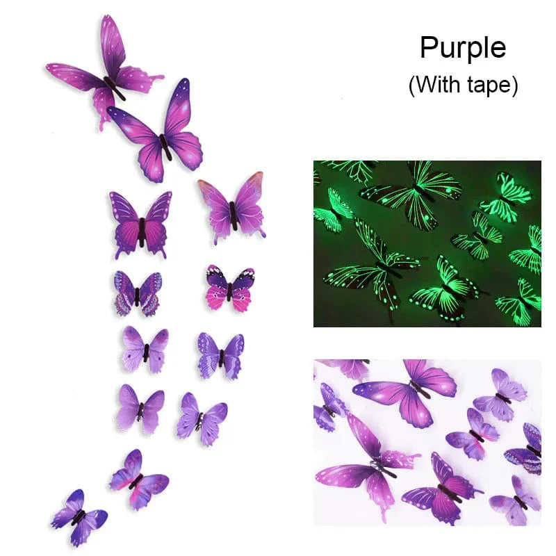 Crafteria Multicolor Glow In Dark 3D Butterfly Stickers