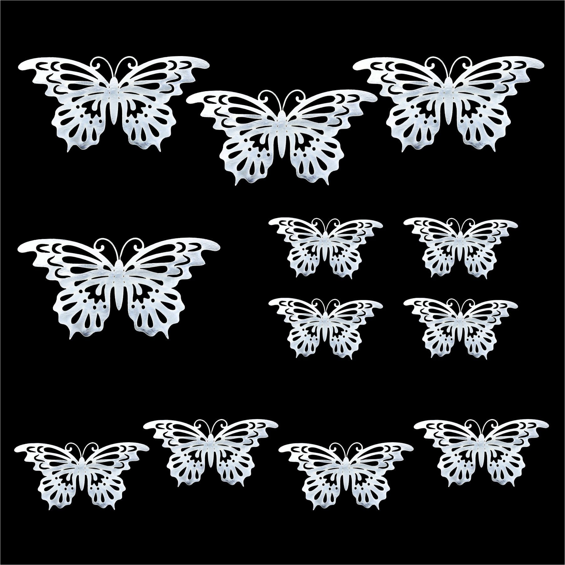 Crafteria Silver 3D Metallic Butterflies Decoration D01