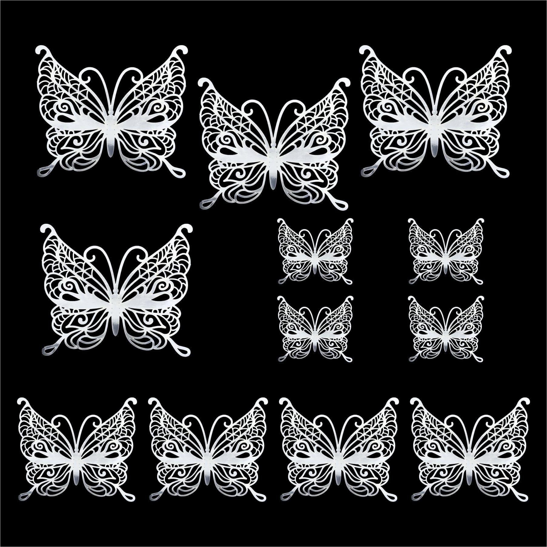 Crafteria Silver 3D Metallic Butterflies Decoration D02