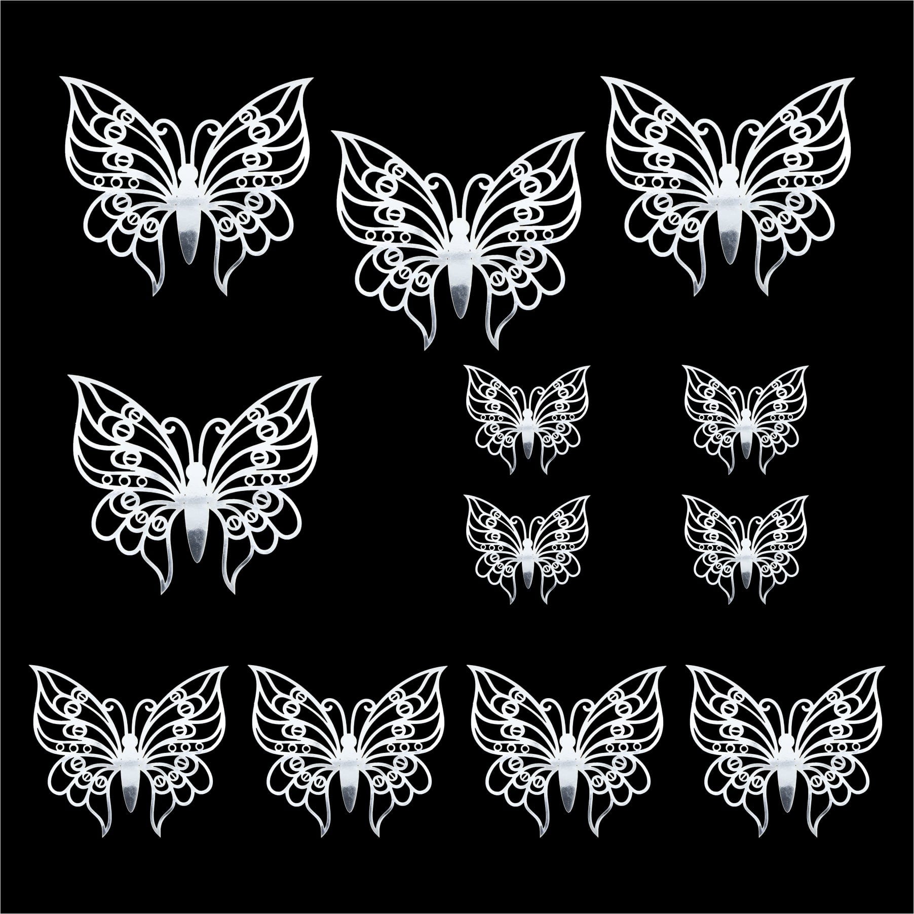 Crafteria Silver 3D Metallic Butterflies Decoration D03