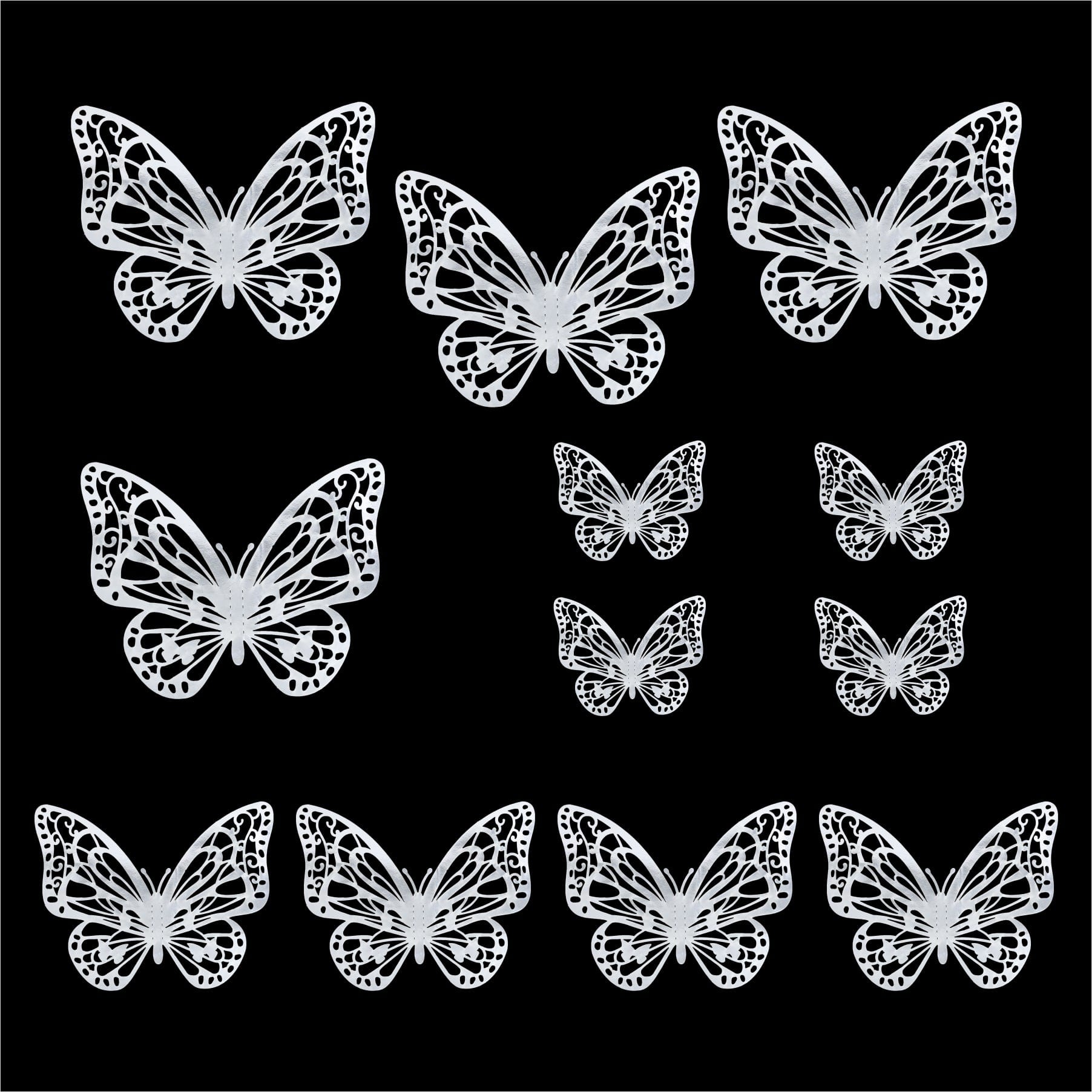 Crafteria Silver 3D Metallic Butterflies Decoration D04