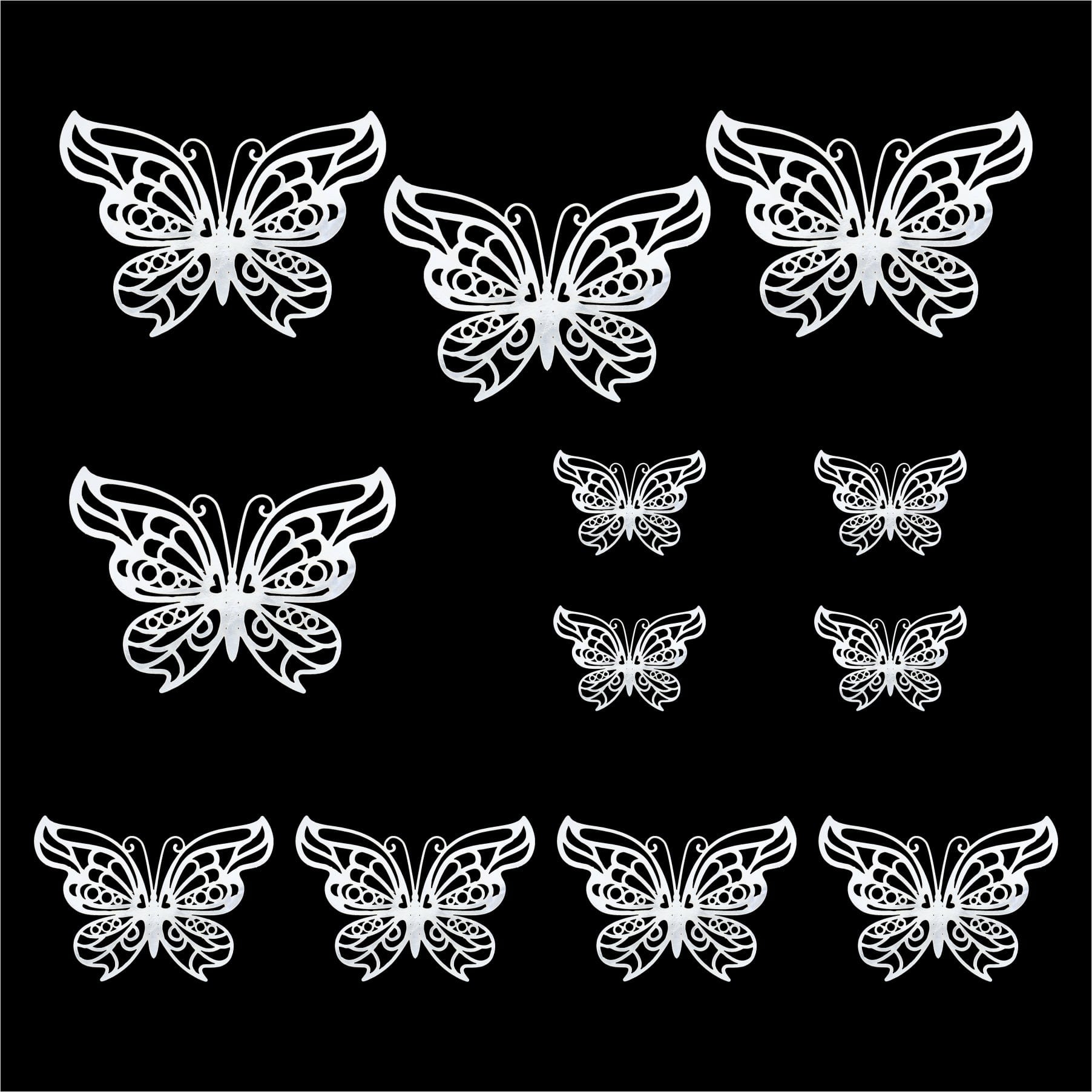 Crafteria Silver 3D Metallic Butterflies Decoration D05