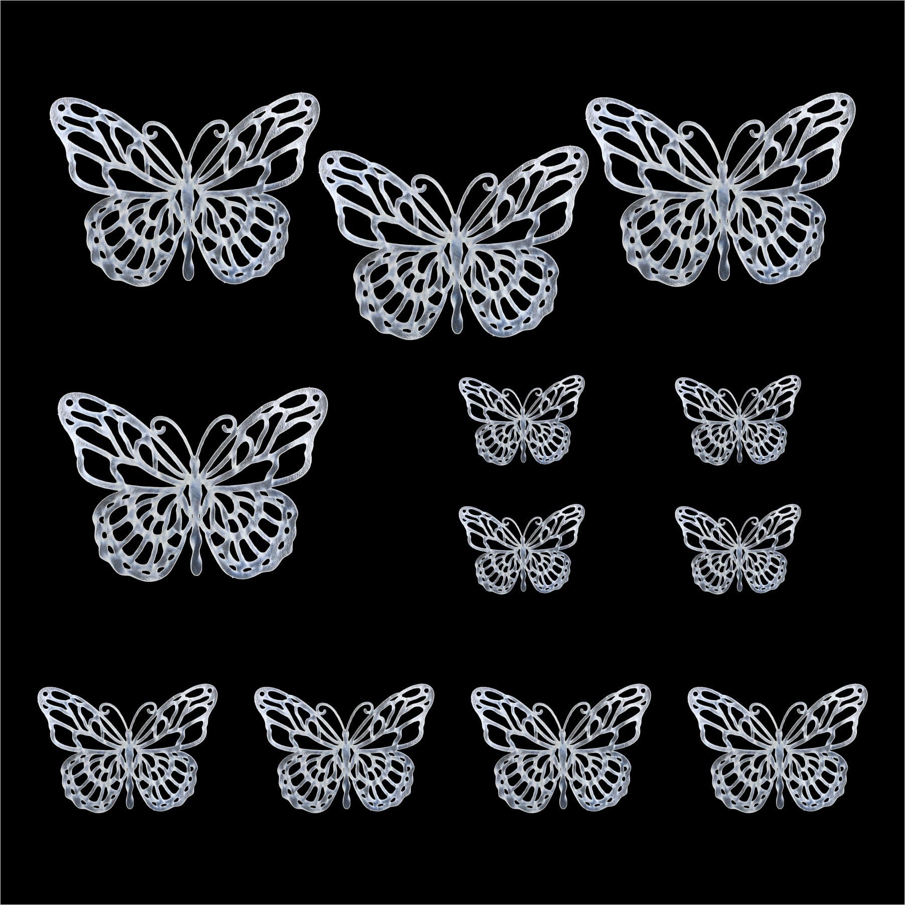 Crafteria Silver 3D Metallic Butterflies Decoration D08