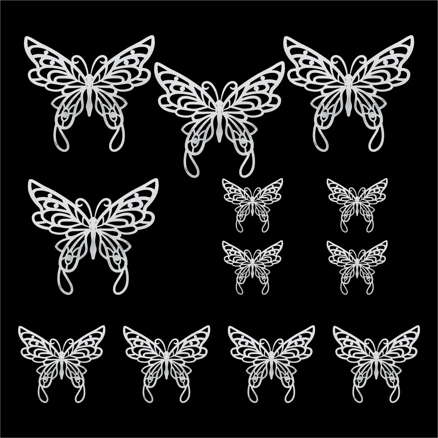 Crafteria Silver 3D Metallic Butterflies Decoration D09