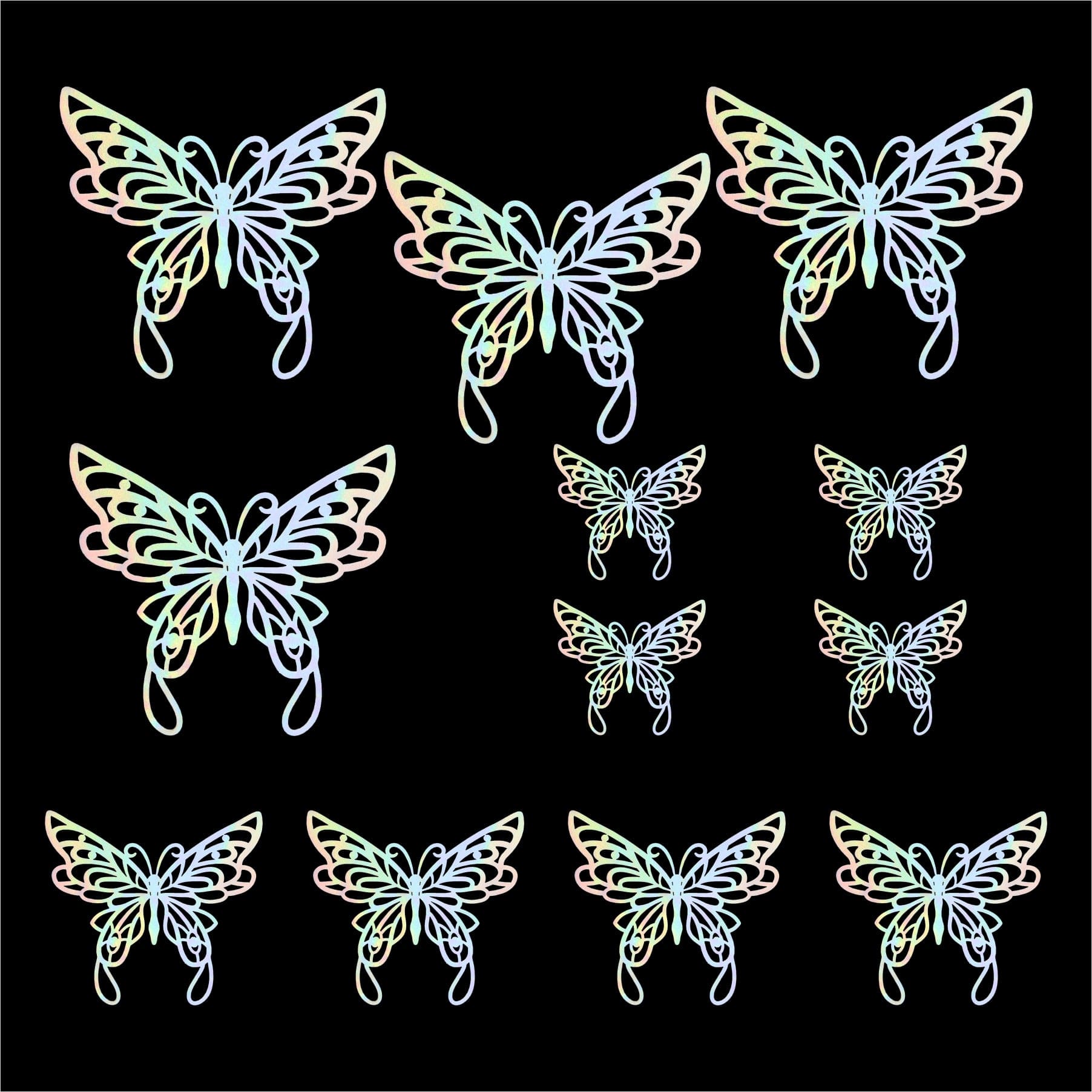 Crafteria Rainbow 3D Metallic Butterflies Decoration D09