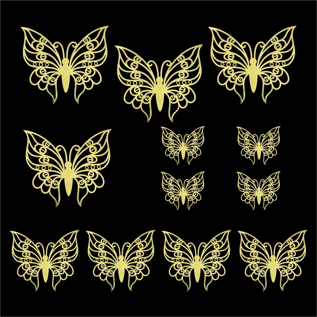 Crafteria Gold 3D Metallic Butterflies Decoration D03