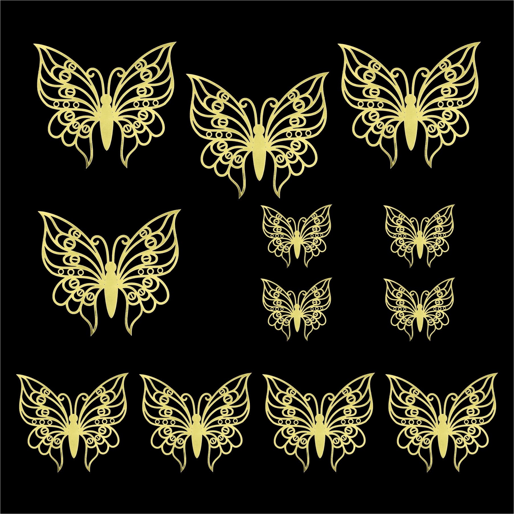 Crafteria Gold 3D Metallic Butterflies Decoration D03
