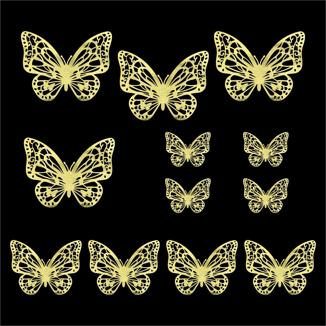 Crafteria Gold 3D Metallic Butterflies Decoration D04