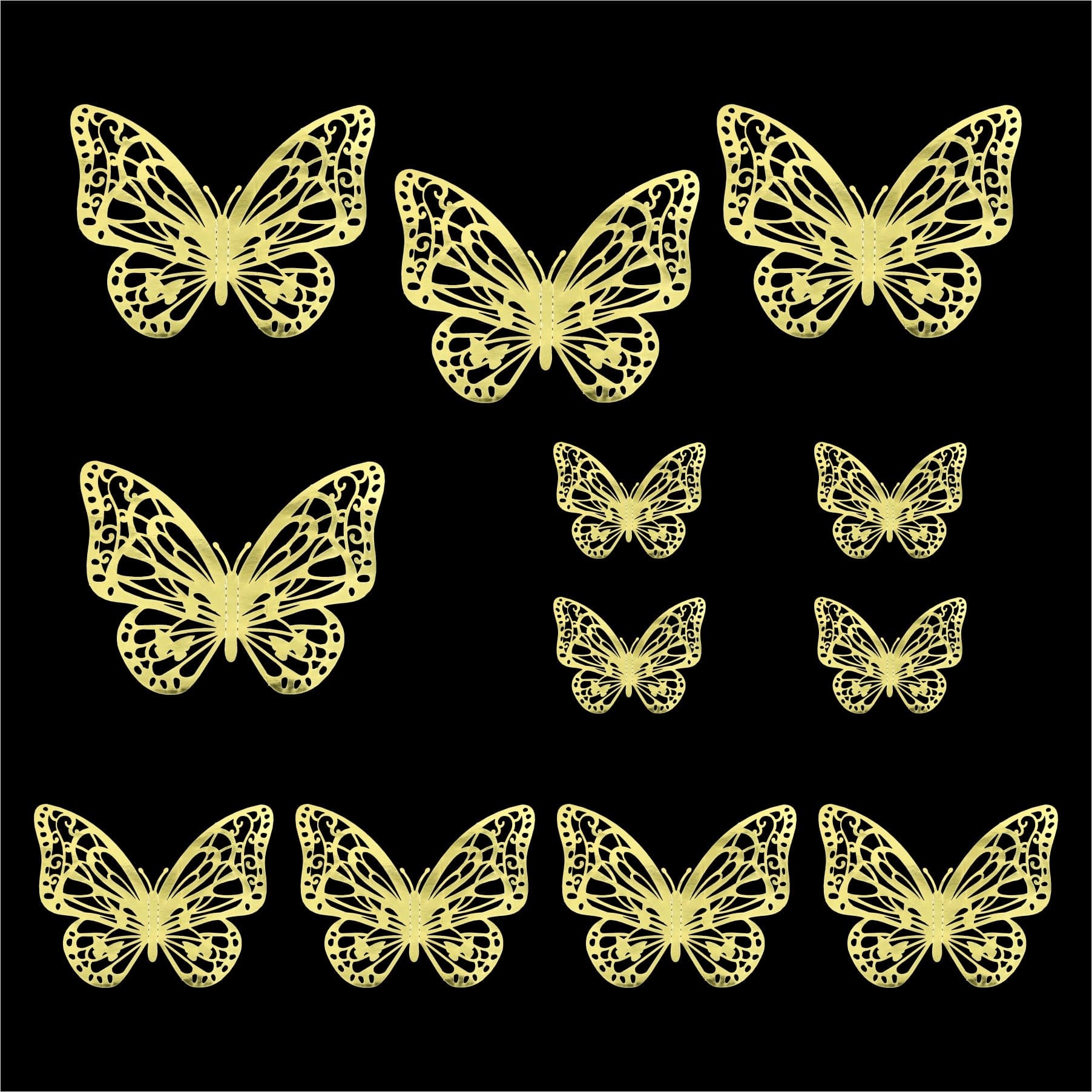 Crafteria Gold 3D Metallic Butterflies Decoration D04