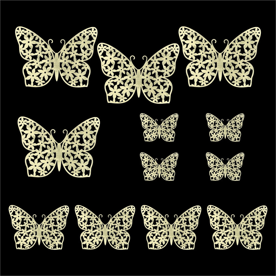 Crafteria Gold 3D Metallic Butterflies Decoration D06