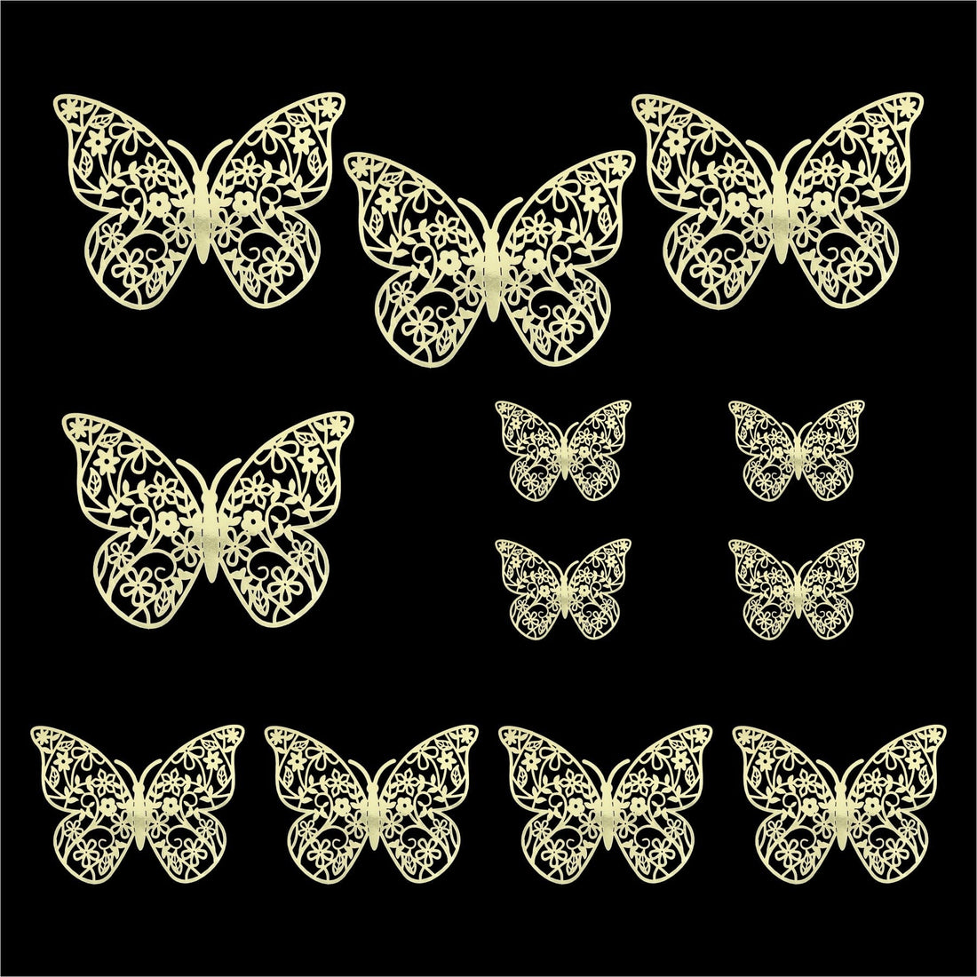 Crafteria Gold 3D Metallic Butterflies Decoration D07