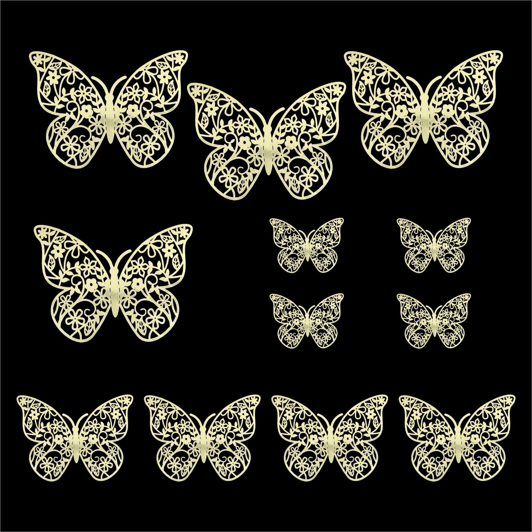 Crafteria Gold 3D Metallic Butterflies Decoration D07