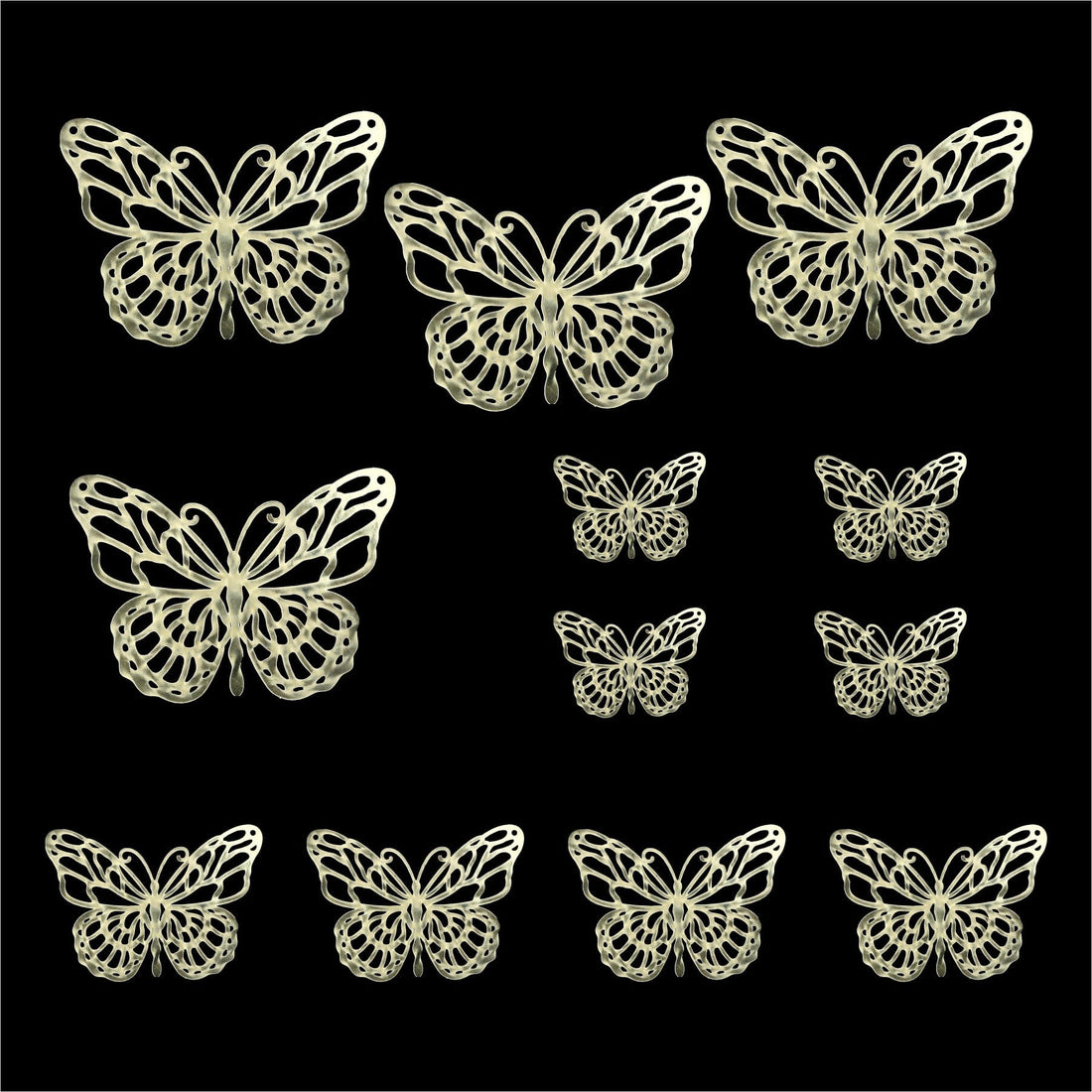 Crafteria Gold 3D Metallic Butterflies Decoration D08