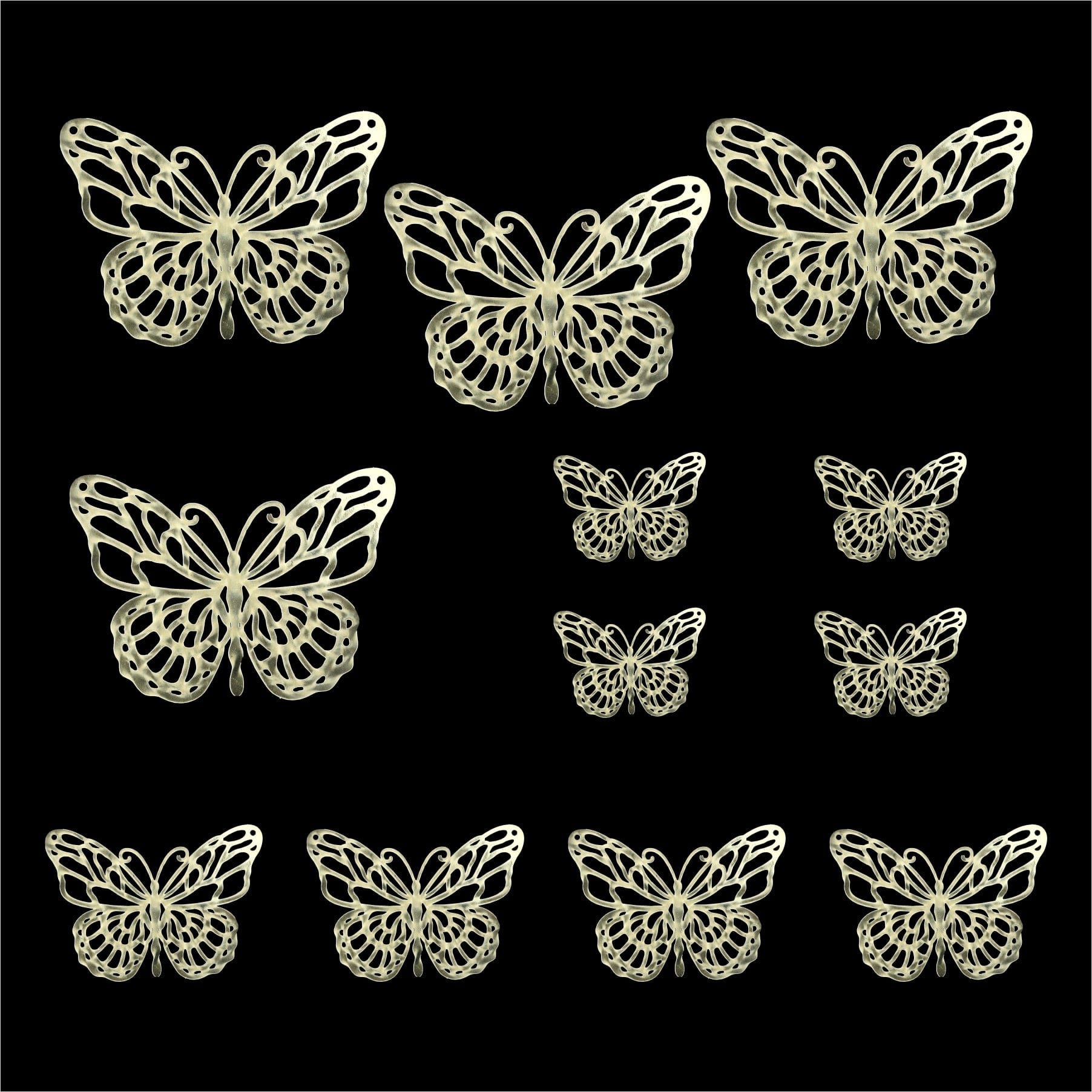 Crafteria Gold 3D Metallic Butterflies Decoration D08