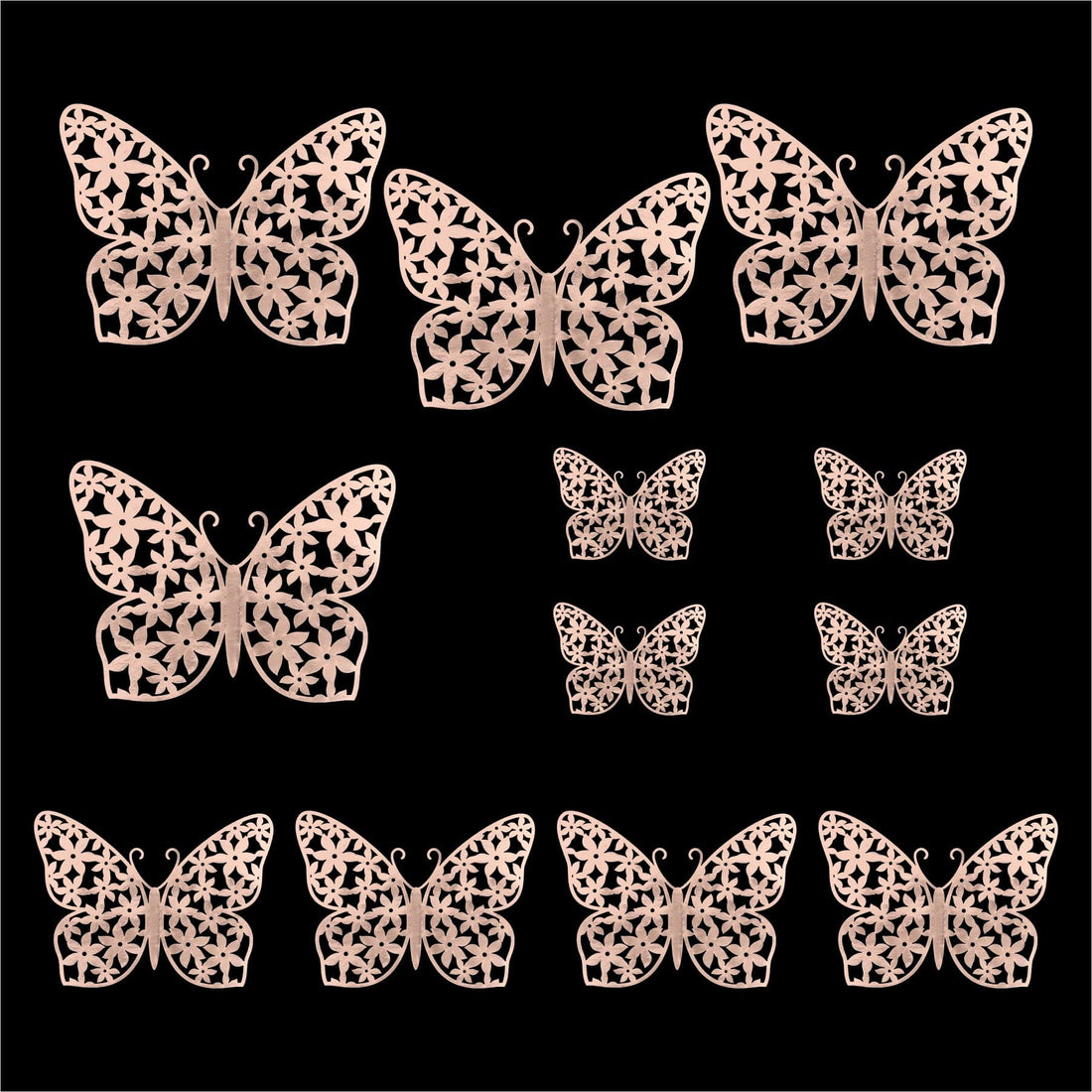 Crafteria Gold 3D Metallic Butterflies Decoration D06