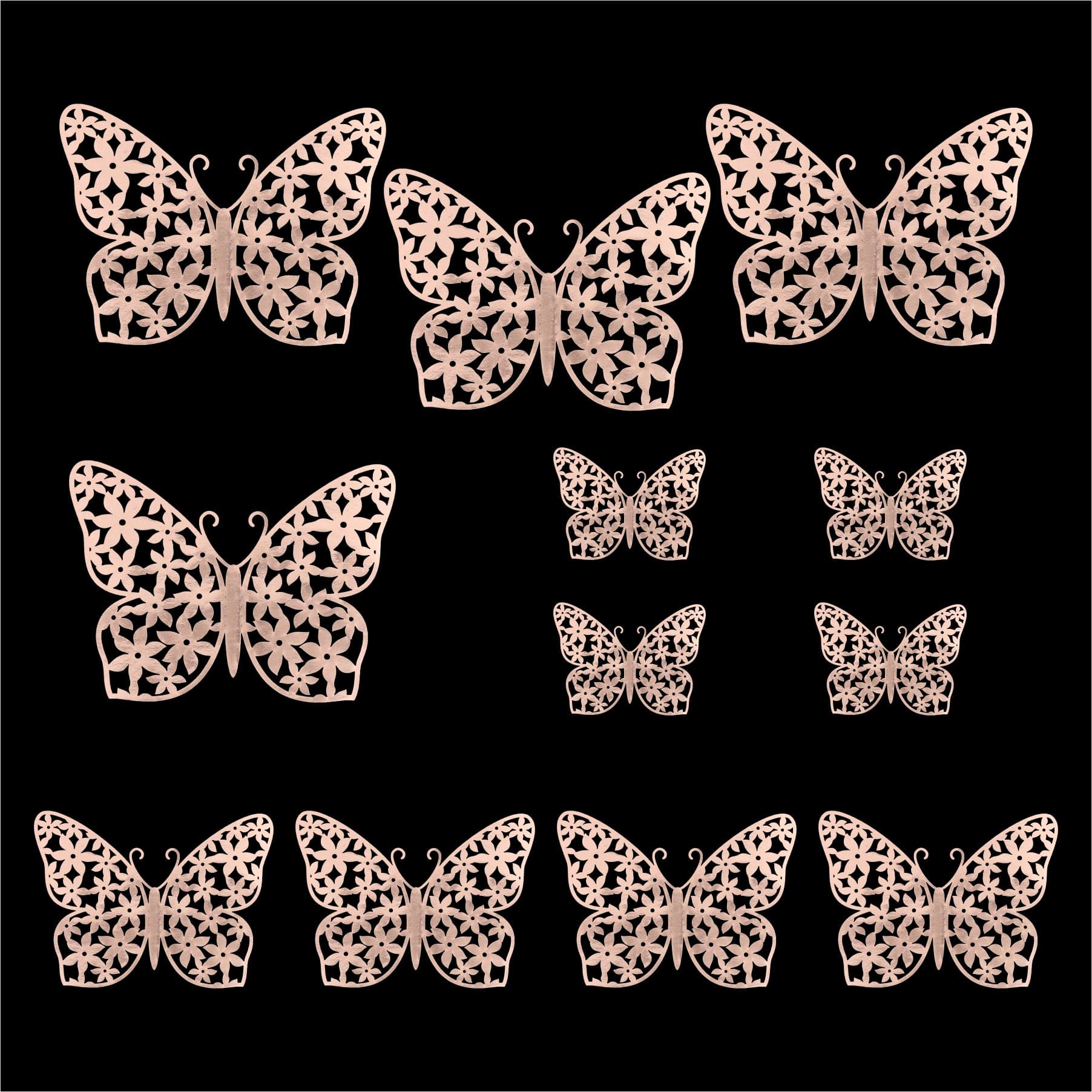 Crafteria Copper 3D Metallic Butterflies Decoration D06