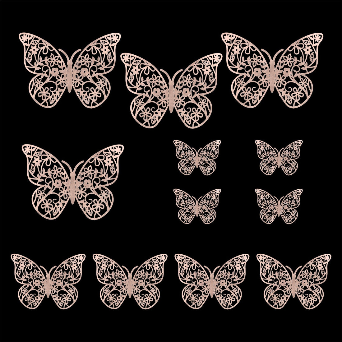 Crafteria Gold 3D Metallic Butterflies Decoration D07