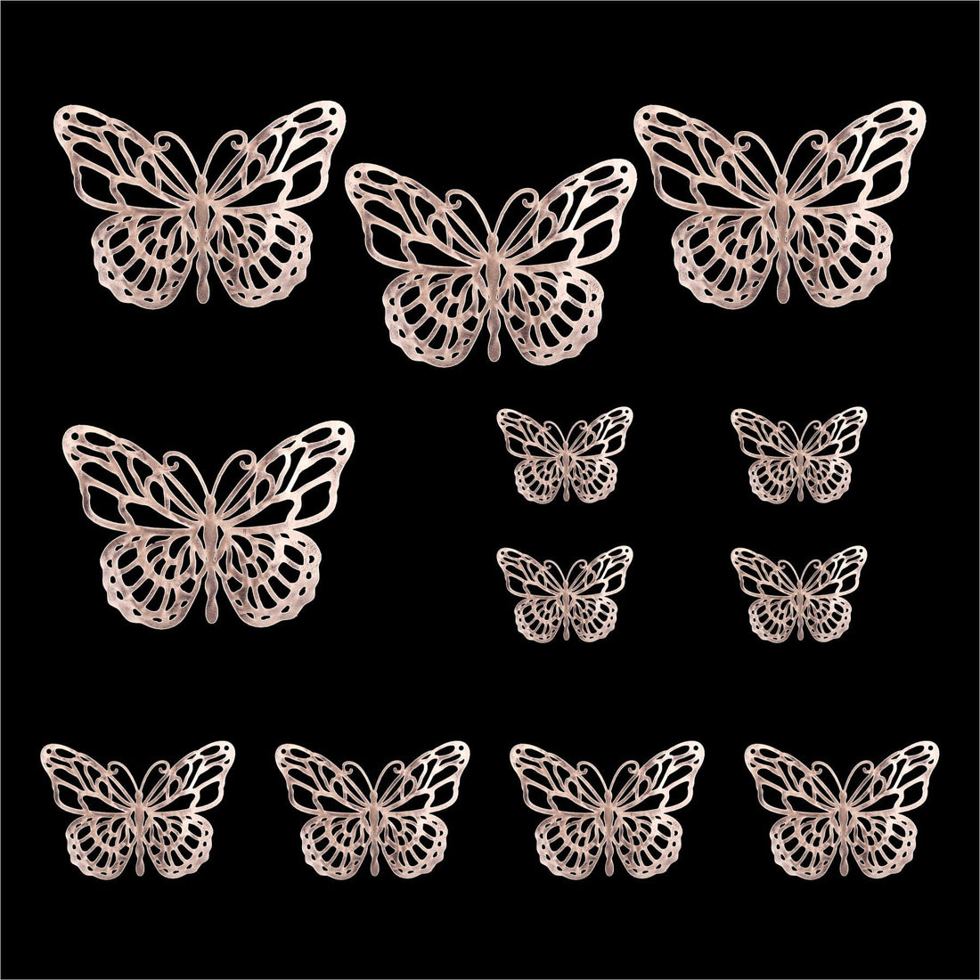 Crafteria Gold 3D Metallic Butterflies Decoration D08