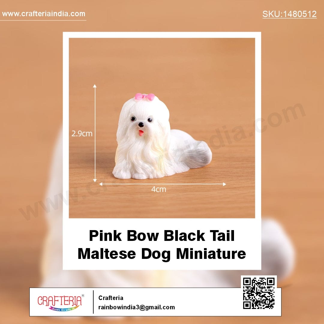 my store MINIATURE Pink Bow Black Tail Maltese Dog
