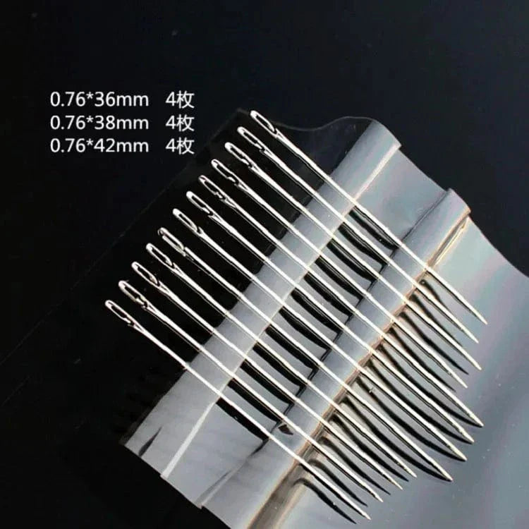 Crafteria Side Slotted  6/12 Assorted Self Threading Needles (3 Different Sizes)