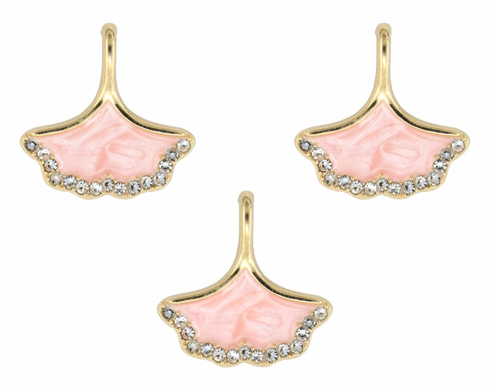 my store CHARMS PINK GINKGO LEAF ENAMEL PENDANT CHARMS