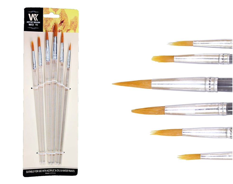 My Store PAINTING BRUSH 6PC FLAT BRUSH TRANSPARENT HANDLE SET
