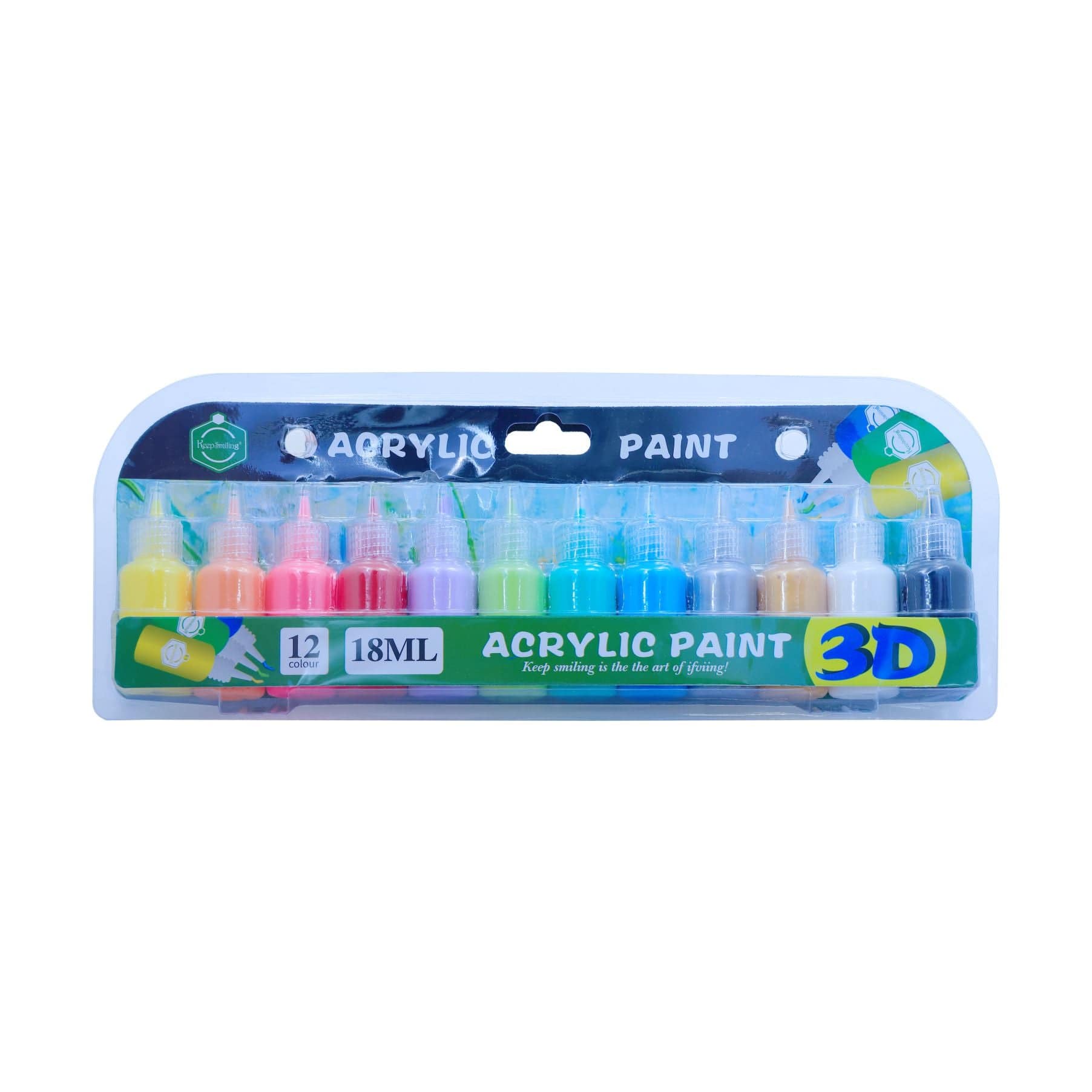 Keep Smiling POTTERY TOOL 3D Acrylic Paint (12Pcs X 18Ml)