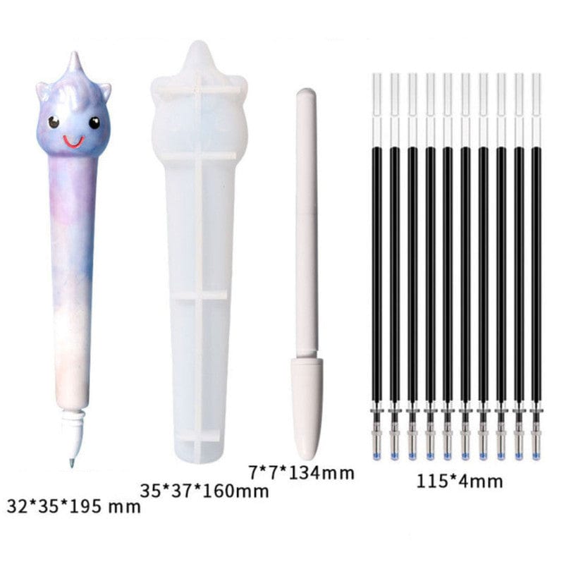 My Store Silicon Mould UNICORN PEN MOULD + 1 REFILL COVER + 10 REFILL MOULD