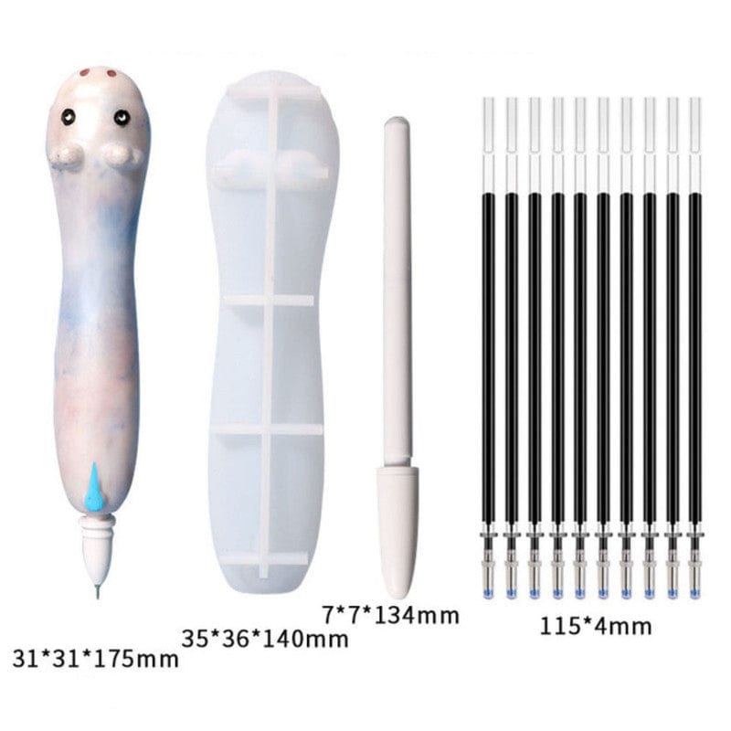 My Store Silicon Mould HIPPO PEN MOULD + 1 REFILL COVER + 10 REFILL MOULD