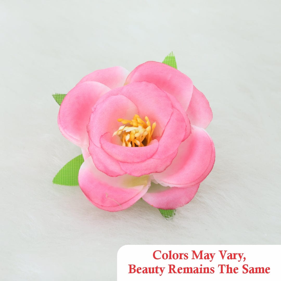 Crafteria Pink White Fabric Rose Artificial flowers D02