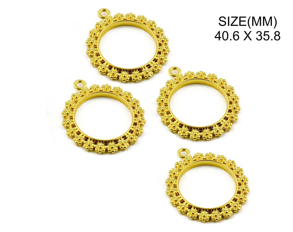 My Store BEZELS GOLD FLOWER ROUND FRAME BEZELS BZ085