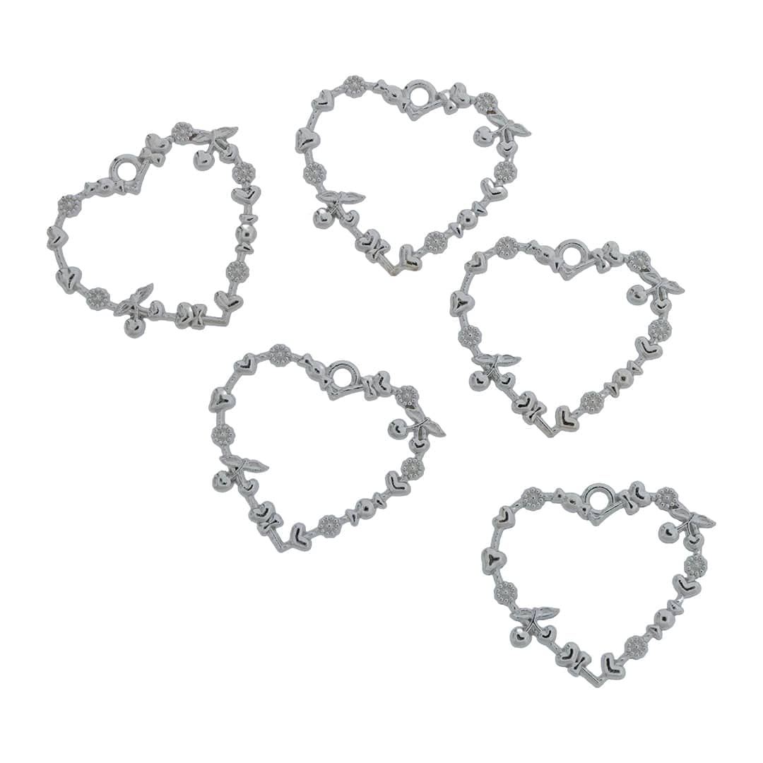Crafteria Silver 5 In 1 Designer Heart Bezels Set