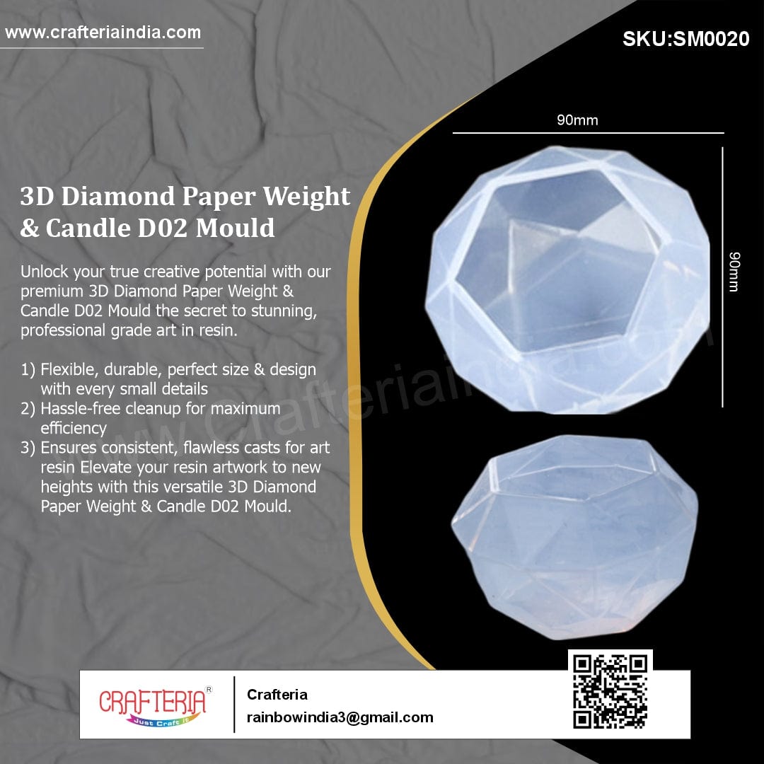 My Store Silicon Mould 3D Diamond Paper Weight & Candle  D02 Mould