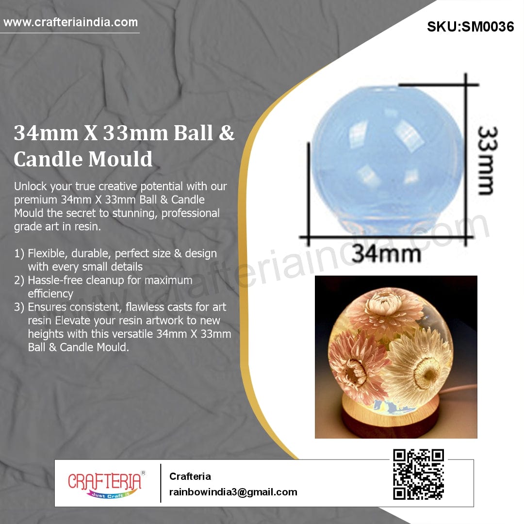 My Store Silicon Mould 34Mm X 33Mm Ball & Candle Mould