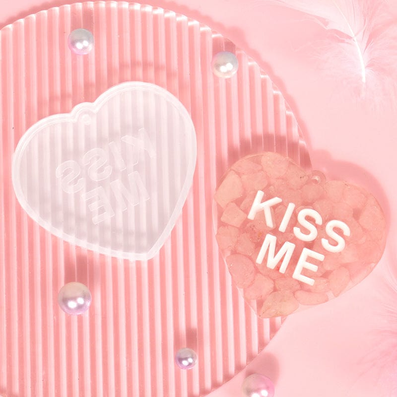 My Store Silicon Mould Heart Shaped With Kiss Me Writing Mould