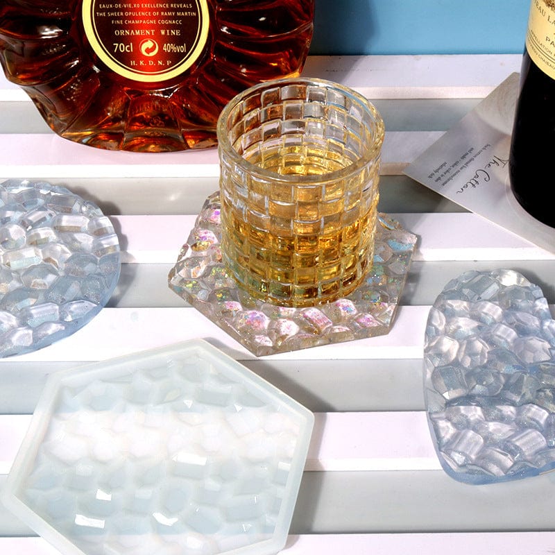 My Store Silicon Mould Hexagon Mosaic Texture Coaster Mould