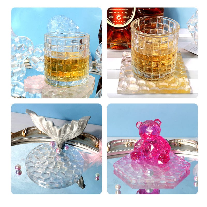 My Store Silicon Mould Flower Shaped Mosaic Texture Coaster Mould