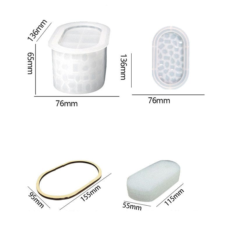 My Store Silicon Mould Oval Shaped With Mosaic Texture Storage Box
