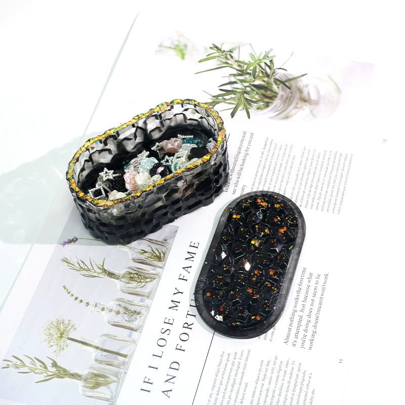 My Store Silicon Mould Oval Shaped With Mosaic Texture Storage Box