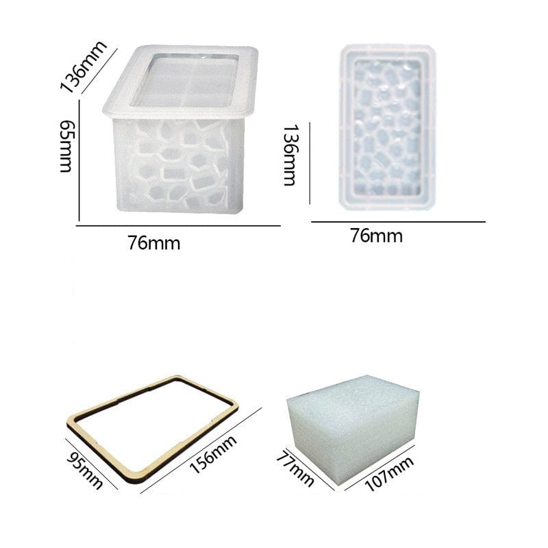 My Store Silicon Mould Rectangle Shaped With Mosaic Texture Storage Box