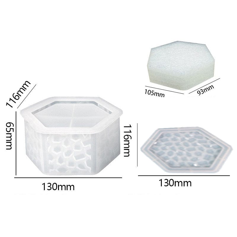 My Store Silicon Mould Hexagon Shaped With Mosaic Texture Storage Box