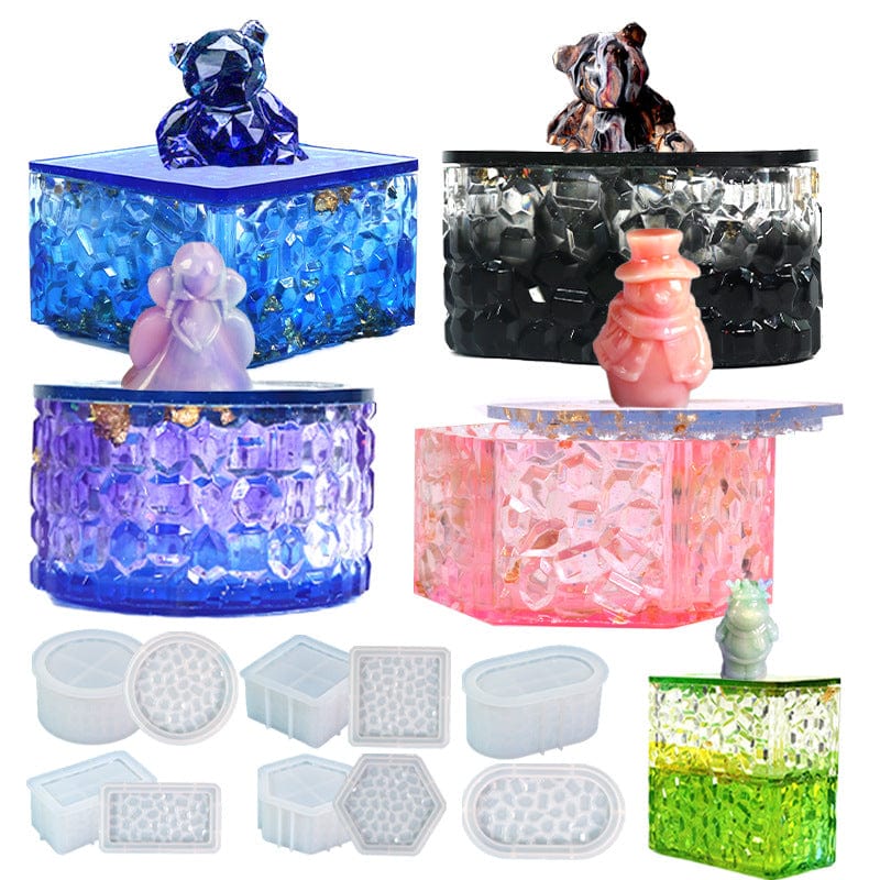My Store Silicon Mould Hexagon Shaped With Mosaic Texture Storage Box