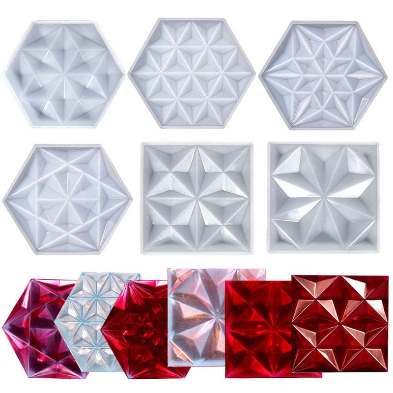 My Store Silicon Mould Hexagon With 3D 6 Corner Star Coaster Mould Design No : 2