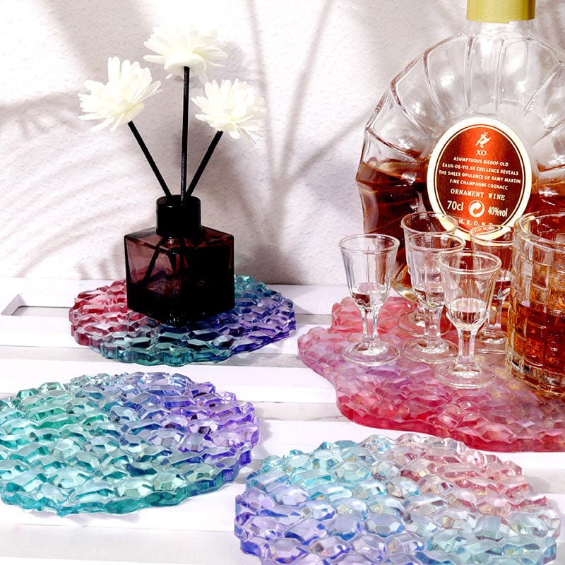 My Store Silicon Mould Round Agate Mosaic Texture Coaster Mould Des No : 3
