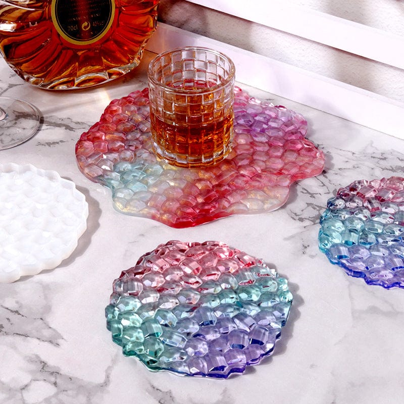 My Store Silicon Mould Round Agate Mosaic Texture Coaster Mould Des No : 5