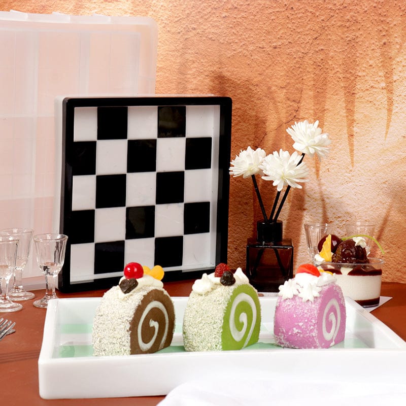 My Store Silicon Mould Square Chess Board Texture Trinklet Tray Mould